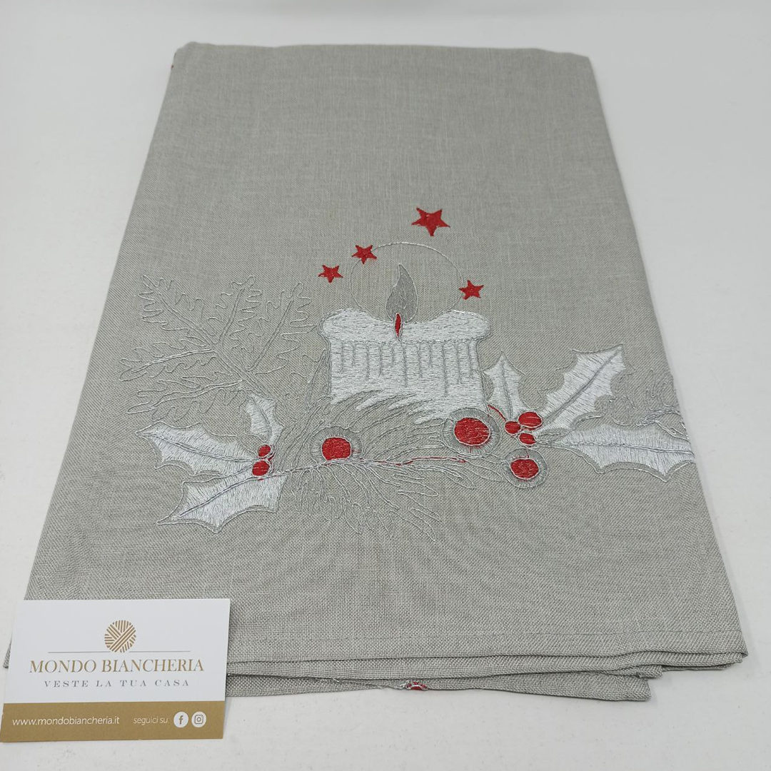 Centrotavola CANDELA NATALE 90x90 By Mondo Biancheria (Natale)