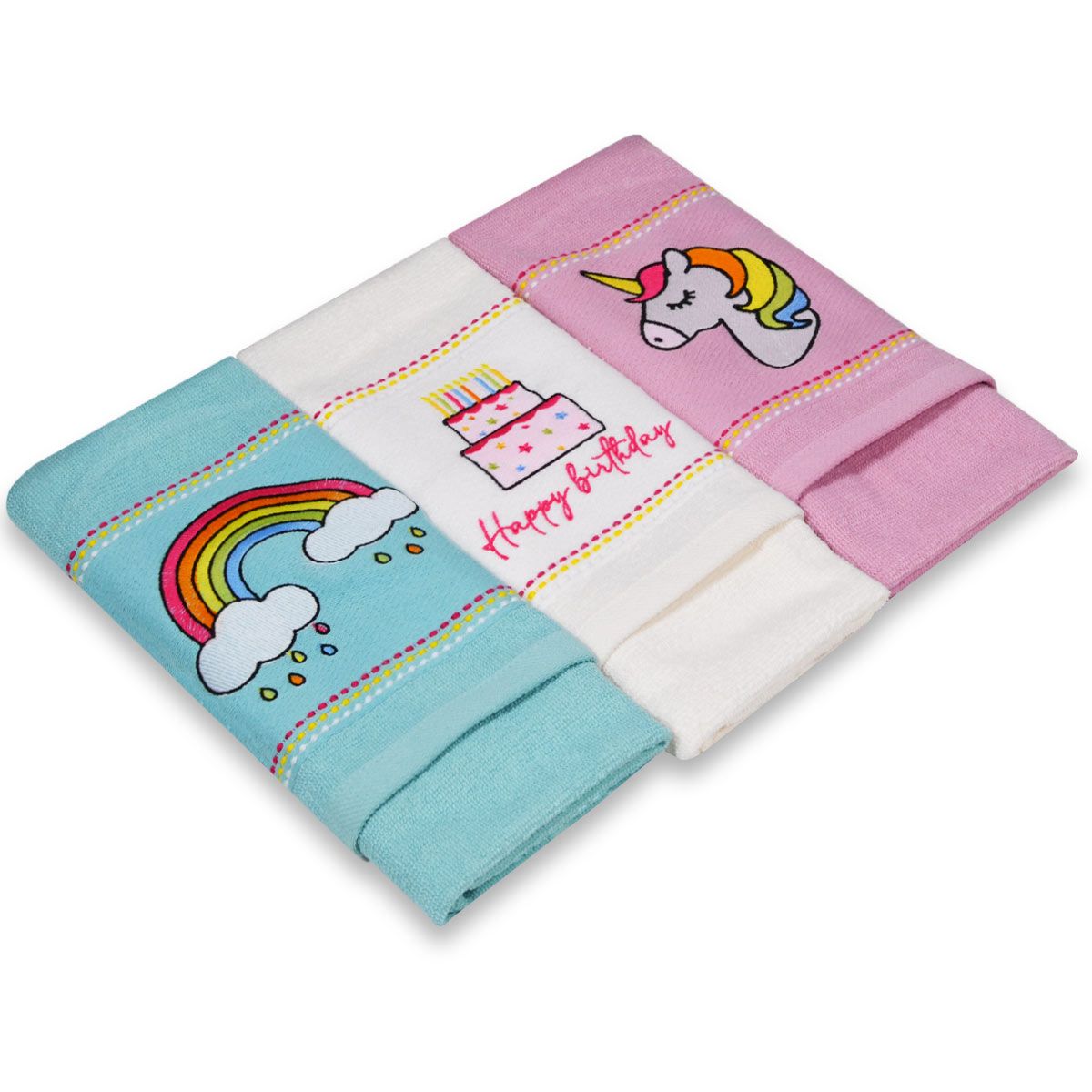 Tris Strofinacci BIRTHDAY Ricamati by Maestri Cotonieri