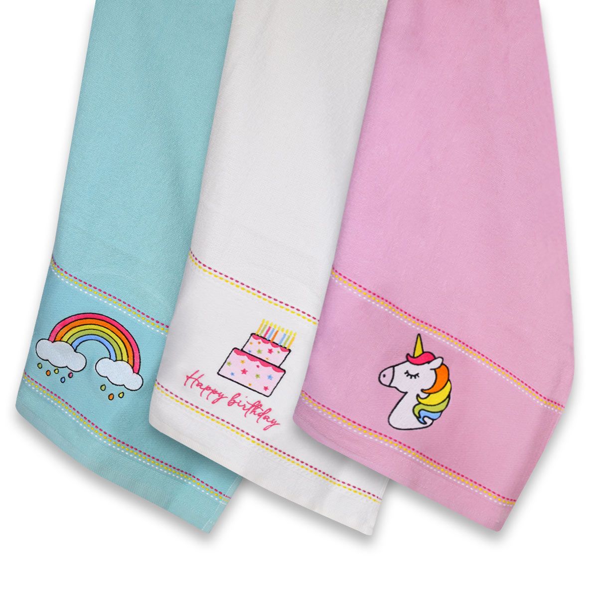 Tris Strofinacci BIRTHDAY Ricamati by Maestri Cotonieri