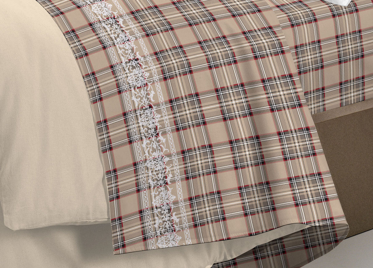 Completo Lenzuola TARTAN CERVO singolo By Pensieri Delicati