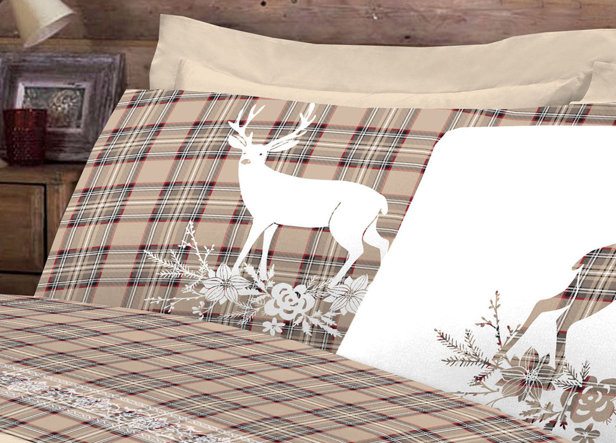 Completo Lenzuola TARTAN CERVO singolo By Pensieri Delicati