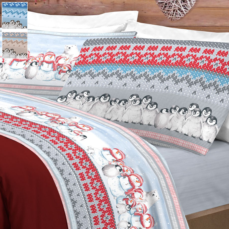 Completo Lenzuola in Flanella INVERNO POLARE By Pensieri Delicati (Natale)
