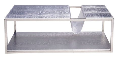 TAVOLINETTO DA CAFFE' P/GIORNALI  RETTANGOLARE ARGENTO CM 120X60X42