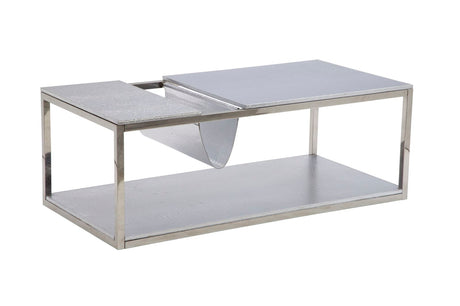 TAVOLINETTO DA CAFFE' P/GIORNALI  RETTANGOLARE ARGENTO CM 120X60X42