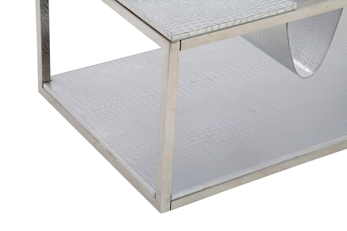 TAVOLINETTO DA CAFFE' P/GIORNALI  RETTANGOLARE ARGENTO CM 120X60X42