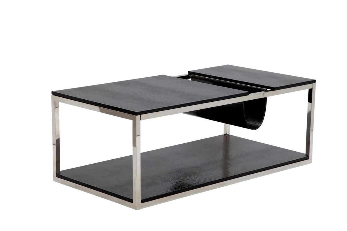 TAVOLINETTO DA CAFFE' P/GIORNALI  RETTANGOLARE NERO CM 120X60X42