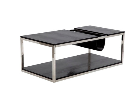 TAVOLINETTO DA CAFFE' P/GIORNALI  RETTANGOLARE NERO CM 120X60X42