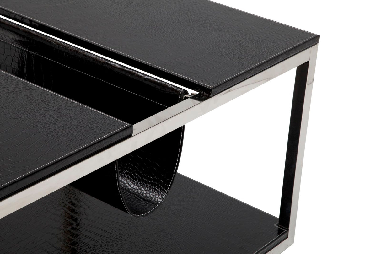 TAVOLINETTO DA CAFFE' P/GIORNALI  RETTANGOLARE NERO CM 120X60X42