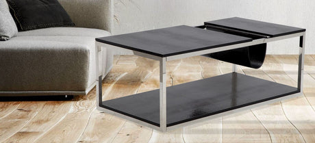TAVOLINETTO DA CAFFE' P/GIORNALI  RETTANGOLARE NERO CM 120X60X42
