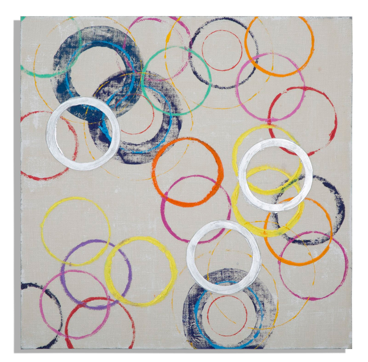 DIPINTO SU TELA FLOATING CIRCLES -B- CM 80X3X80