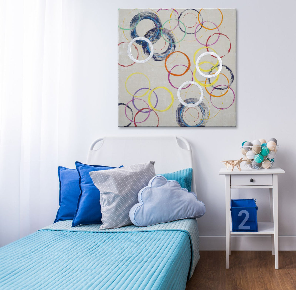 DIPINTO SU TELA FLOATING CIRCLES -B- CM 80X3X80