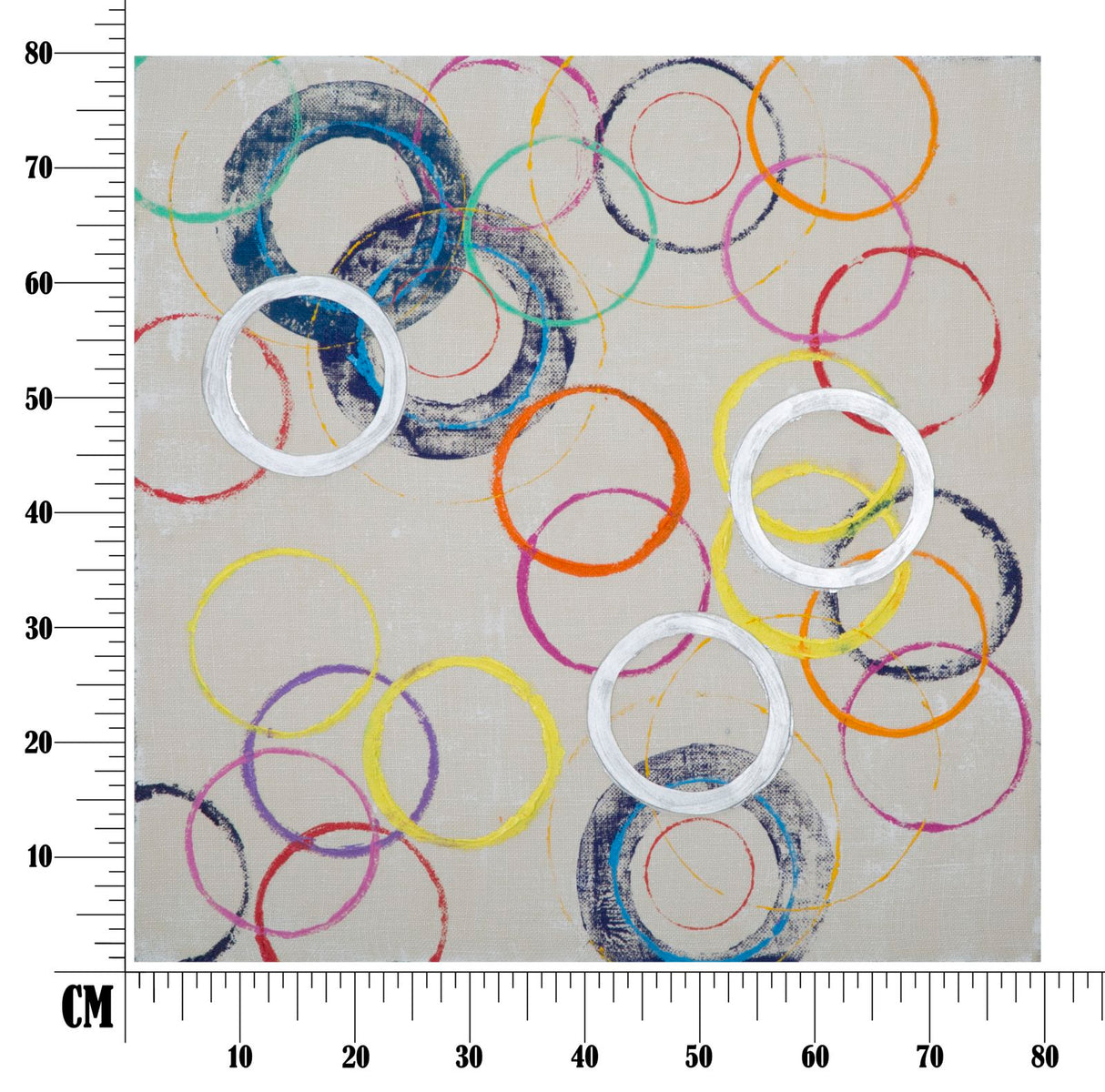 DIPINTO SU TELA FLOATING CIRCLES -B- CM 80X3X80