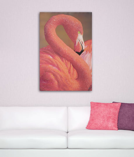 STAMPA SU TELA CON APPLICAZIONI -A- FLAMINGO CM 80X3,8X120