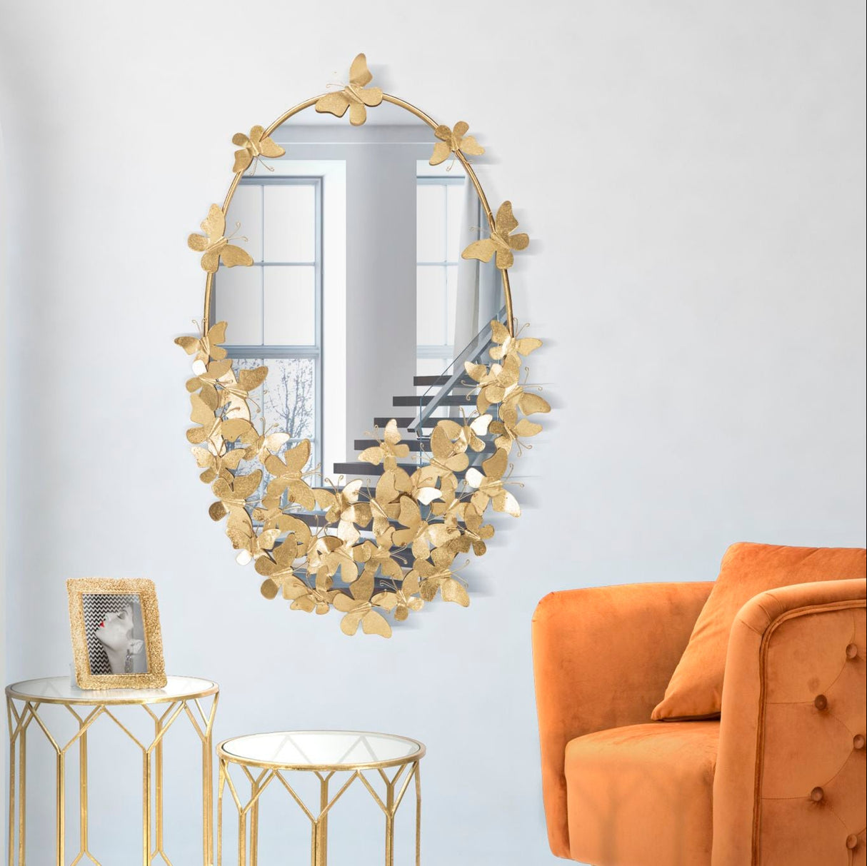 SPECCHIO GLAM OVAL BUTTERFLY CM 59X3X89,5 (MISURA SPECCHIO CM 46X78)
