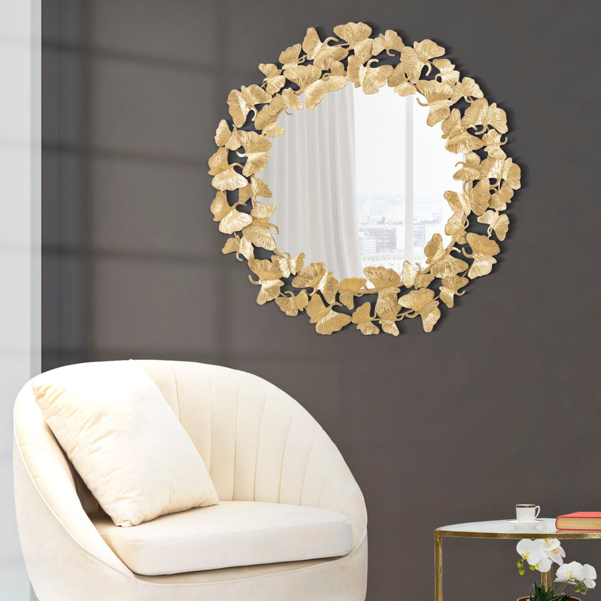 SPECCHIO FOGLIE ROUND CM Ø 87X2,5 (MISURA SPECCHIO CM Ø 60)