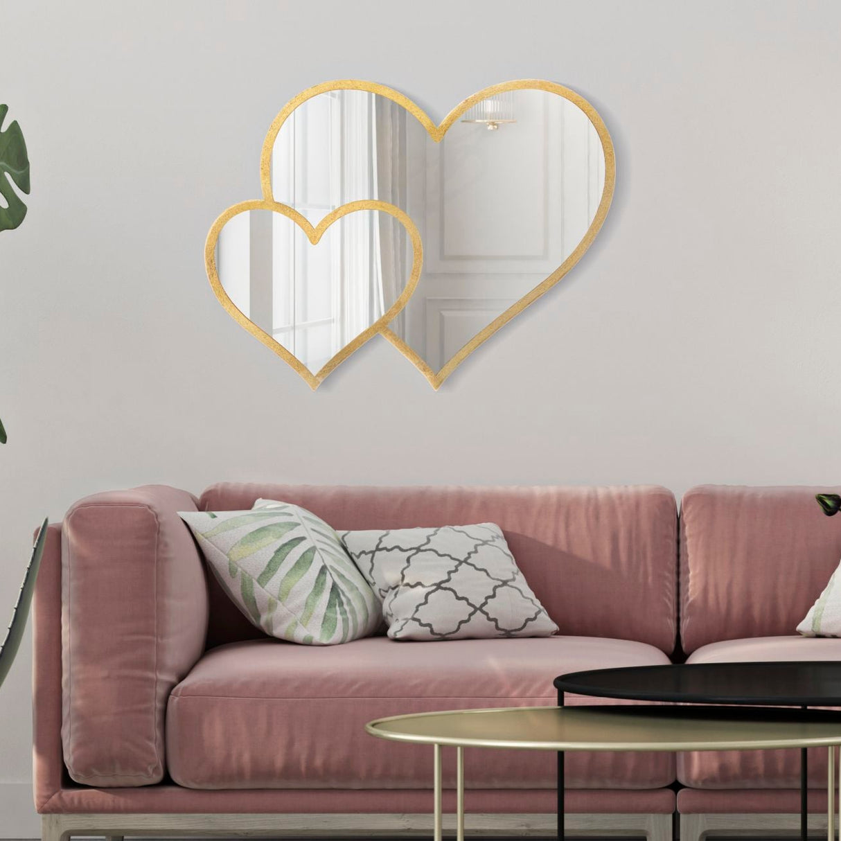 SPECCHIO GLAM DOUBLE HEART CM 65X2X50 (MISURA INTERNA CM 60X45)