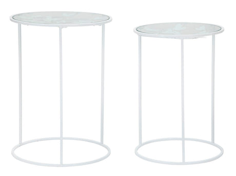 TAVOLINETTI WHITE BUTTERFLY COPPIA CM Ø 43X60-38X55