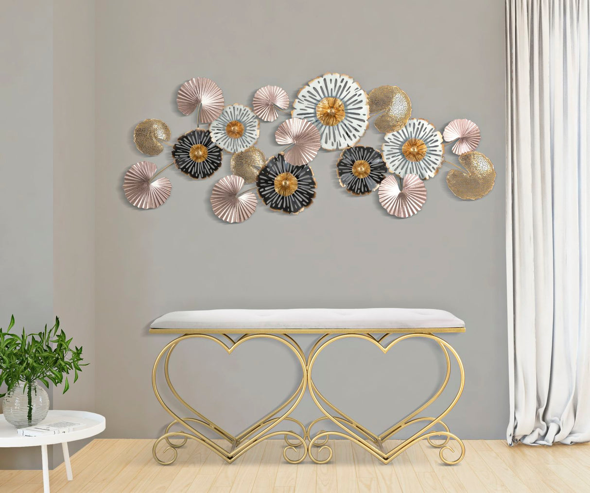 PANCA HEART CREMA CM 105X37,5X51,5