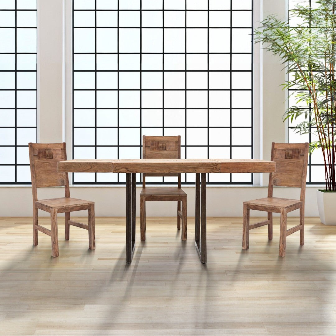 TAVOLO DA PRANZO MUMBAI QUAD. ALL. CM 80X80X77-LUNG. T. 160 ( ACACIA NILOTICA)