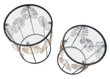 TAVOLINETTI FOGLIE GLAM COPPIA CM Ø 38X55-33X50