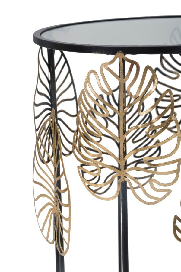 TAVOLINETTI FOGLIE GLAM COPPIA CM Ø 38X55-33X50