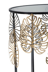 TAVOLINETTI FOGLIE GLAM COPPIA CM Ø 38X55-33X50