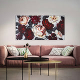 DIPINTO SU TELA WHITE/RED FLOWER LIGHTBACK CM 150X3,8X76