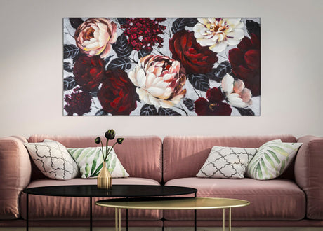 DIPINTO SU TELA WHITE/RED FLOWER LIGHTBACK CM 150X3,8X76