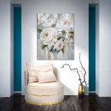 DIPINTO SU TELA CREM FLOWER CM 80X3,7X100