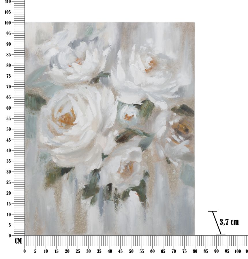 DIPINTO SU TELA CREM FLOWER CM 80X3,7X100