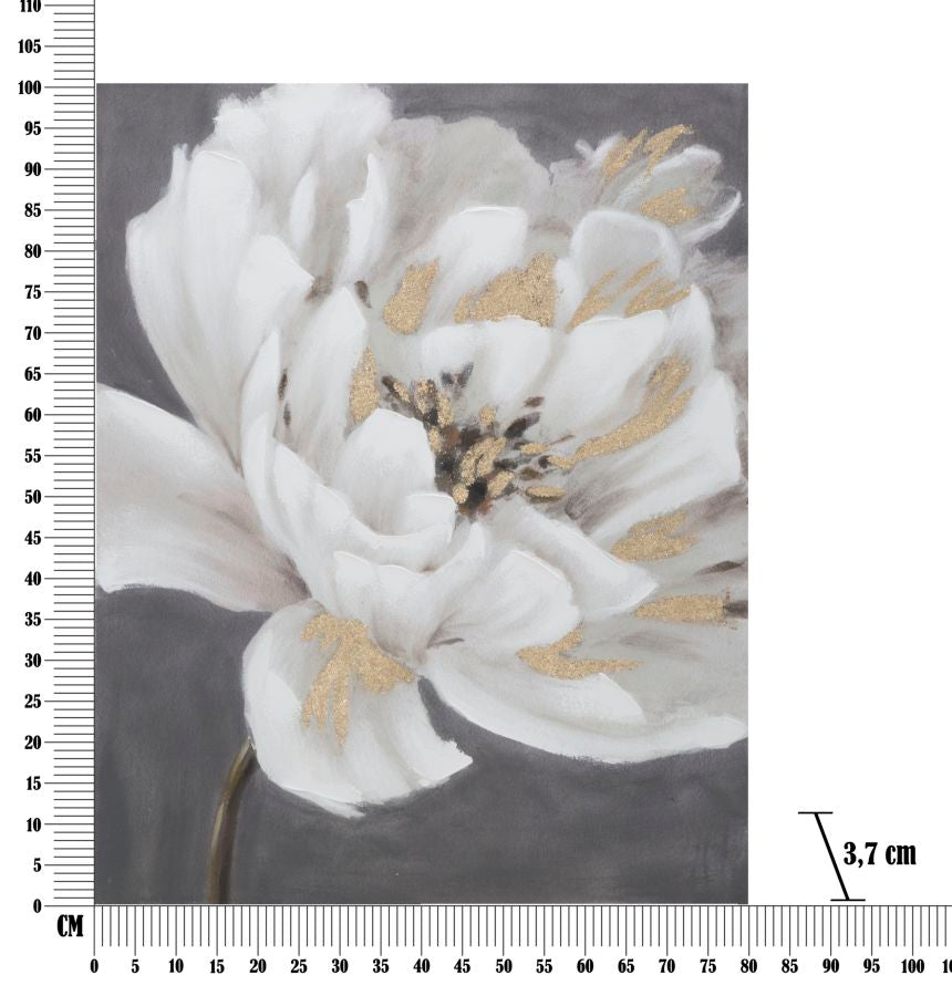 DIPINTO SU TELA WHITE/GOLD FLOWER CM 80X3,7X100