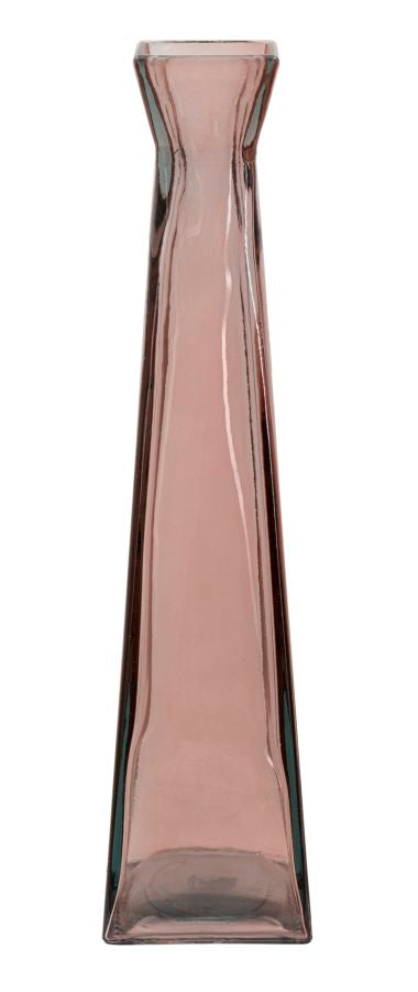 VASO FLORERO PIRAMIDE VETRO RICICLATO PINK CM Ø 13X55 (MADE IN SPAIN)
