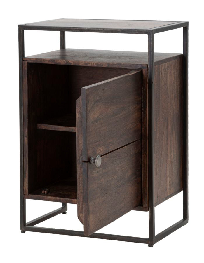 COMODINO 1DOOR BURN CM 45X30X66 (LEGNO DI ACACIA NILOTICA)