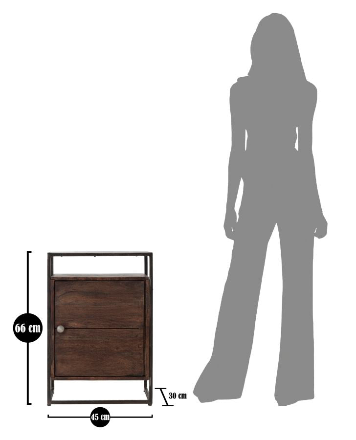 COMODINO 1DOOR BURN CM 45X30X66 (LEGNO DI ACACIA NILOTICA)