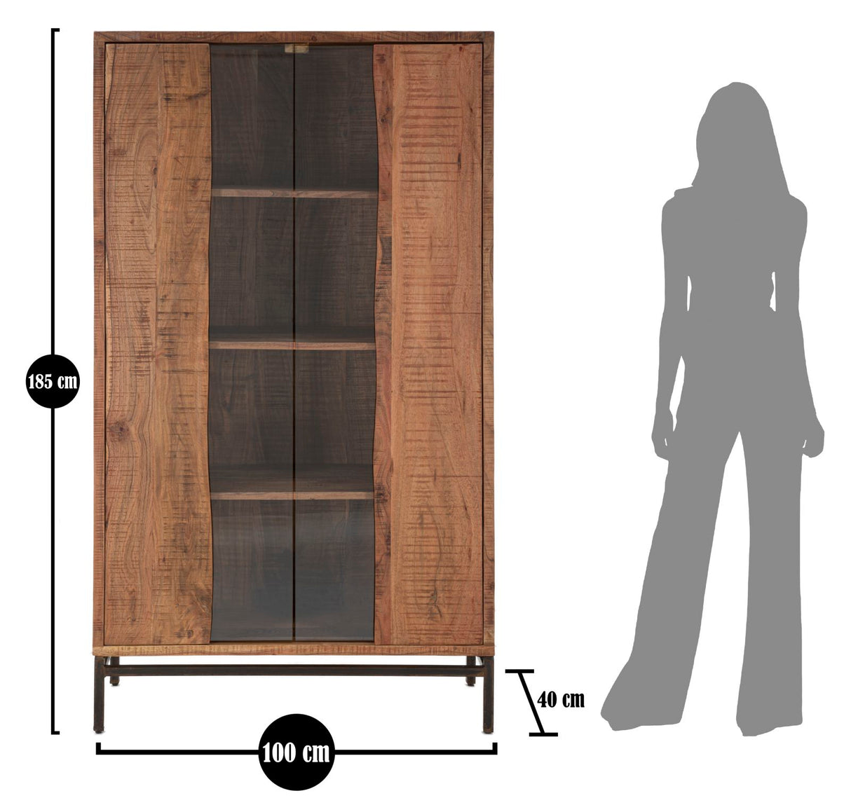 LIBRERIA YELLOWSTONE CM 100X40X185 (LEGNO DI ACACIA NILOTICA)