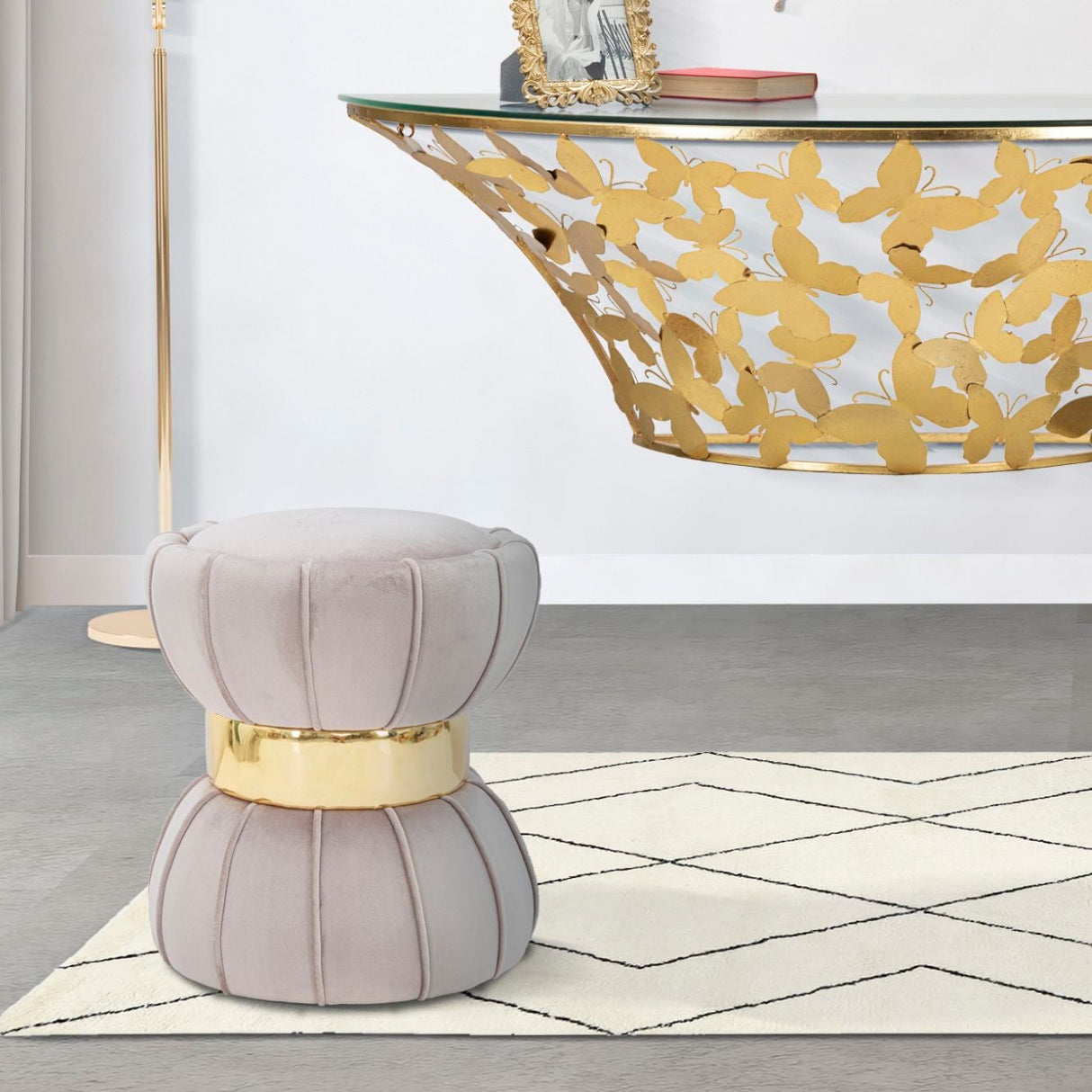 SGABELLO FLOWER GRIGIO CM Ø 40X44