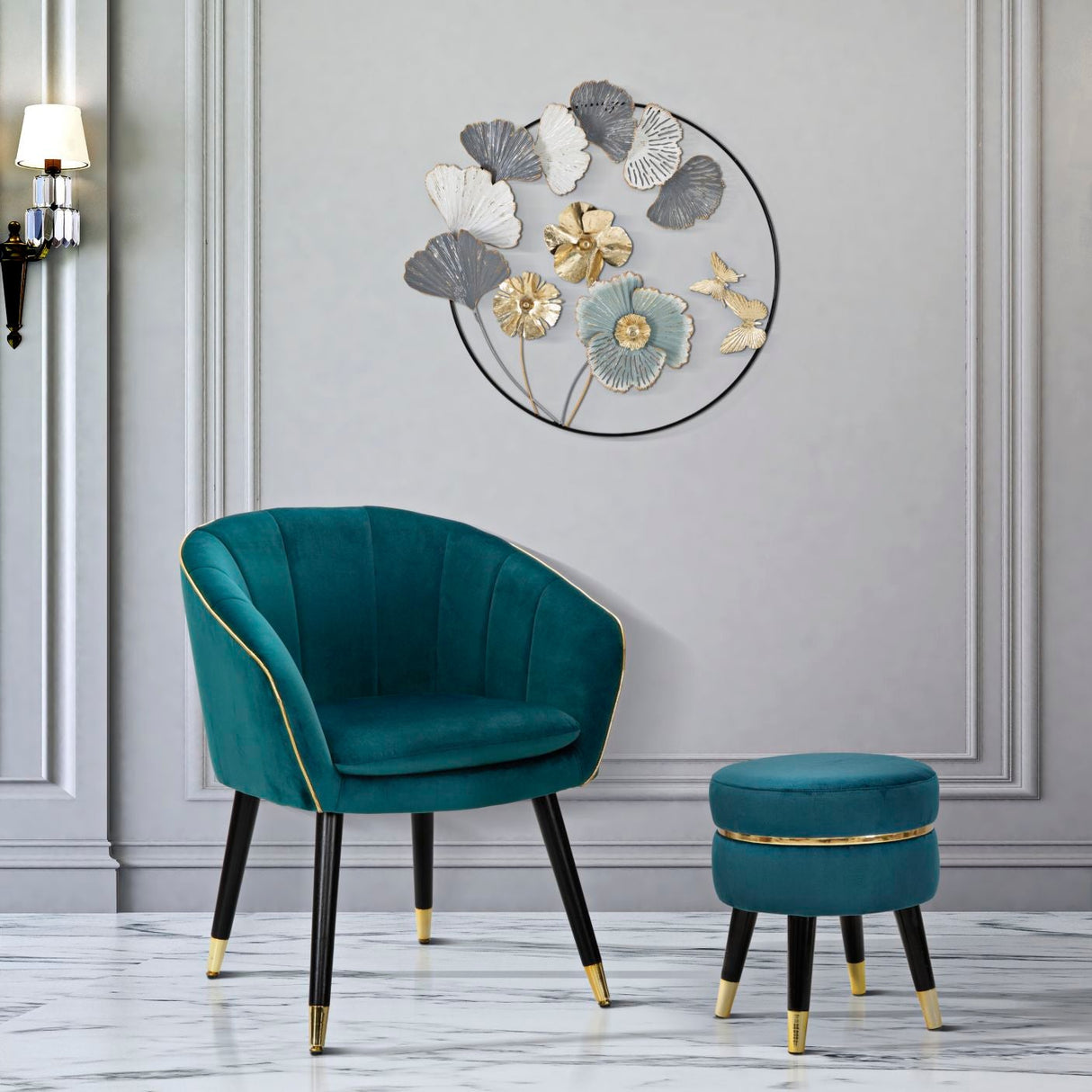 SGABELLO PARIS OTTANIO/GOLD CM Ø 35X40,5