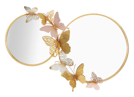 SPECCHIO DA MURO DOUBLE FARFALLE PINK CM 81X3X52