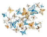 PANNELLO DA MURO BUTTERFLIES ORO/CELESTE CM 132X3