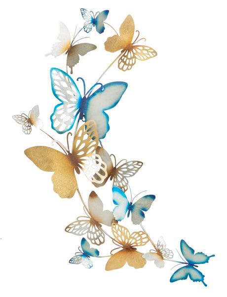 PANNELLO DA MURO BUTTERFLIES ORO/CELESTE C CM 59