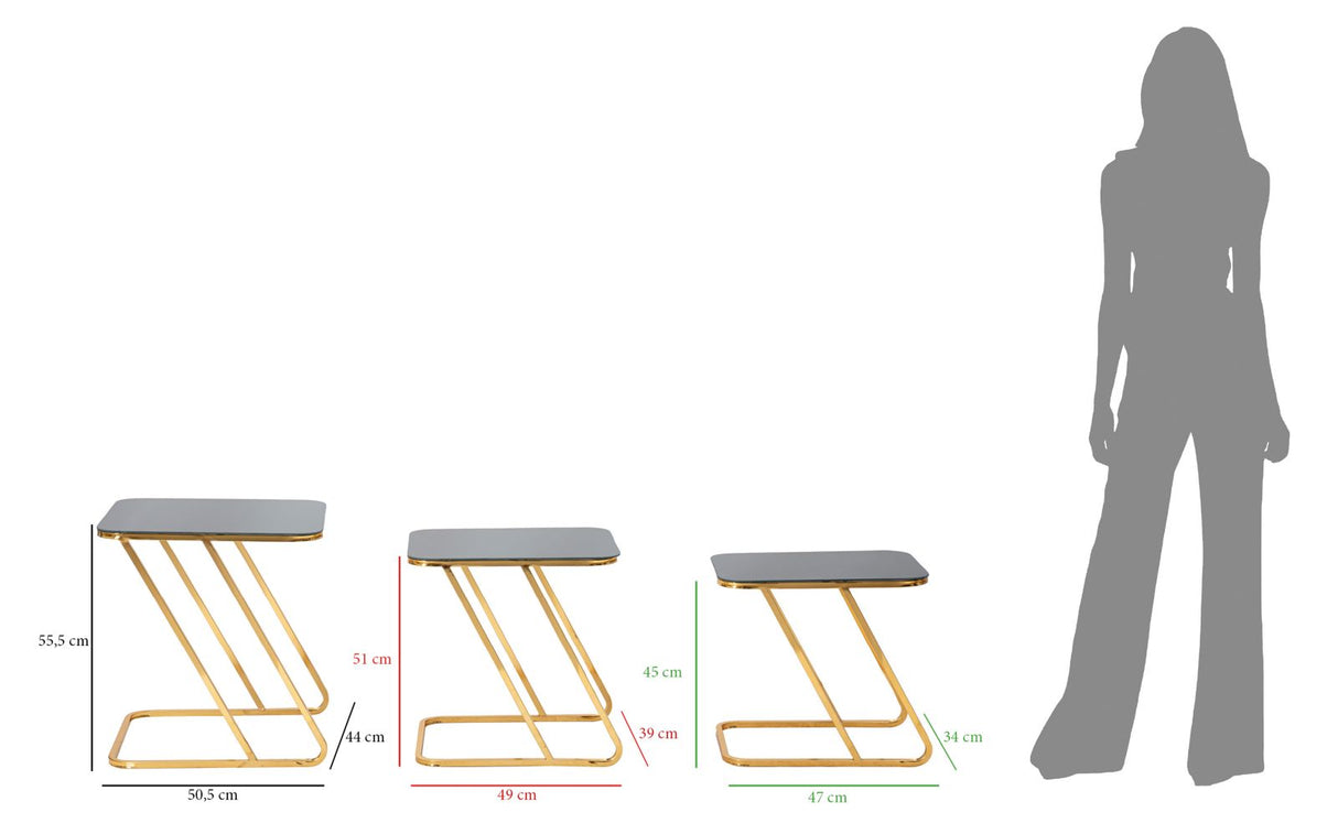 TAVOLINETTI SIMPLE SET 3PZ CM 44X50,5X55,5-39X49X51-34X47X45