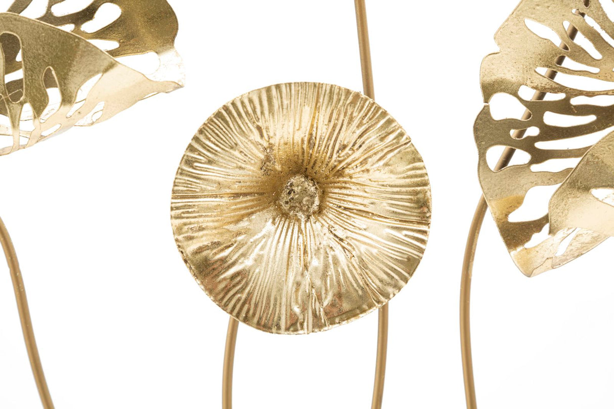 PANNELLO IN FERRO GOLD FLOWERS CM 50X5X50
