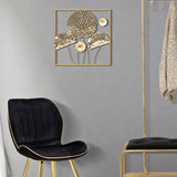 PANNELLO IN FERRO GOLD FLOWERS CM 50X5X50