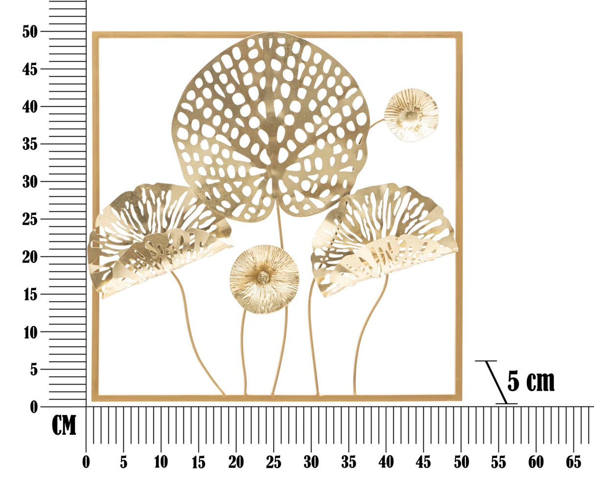 PANNELLO IN FERRO GOLD FLOWERS CM 50X5X50
