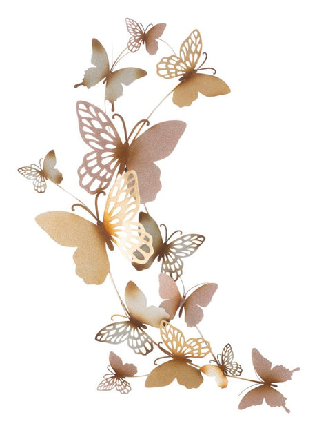 PANNELLO DA MURO BUTTERFLIES ORO/ROSA C CM 59