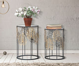 TAVOLINETTI FOGLIE GLAM COPPIA CM Ø 38X55-33X50