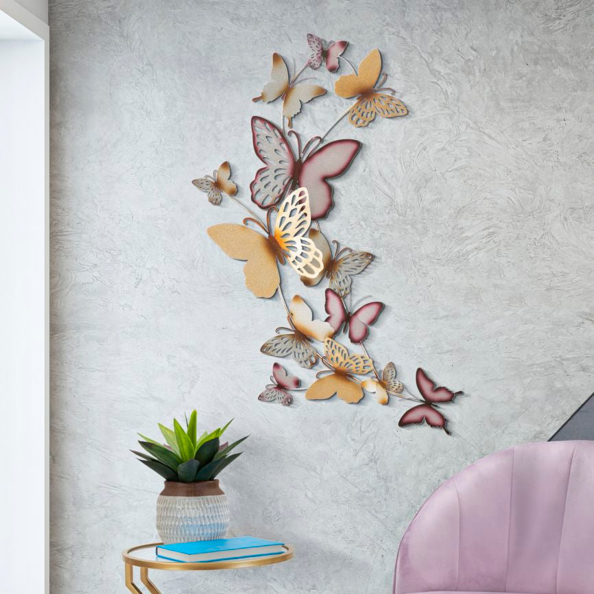 PANNELLO DA MURO BUTTERFLIES ORO/BORDEAUX C CM 59,5X4X111,5