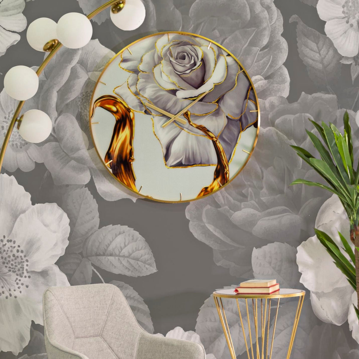 OROLOGIO GLASS ROSE CM Ø 60X5