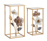 TAVOLINETTI FLOWER COPPIA CM 36X36X70-30X30X60
