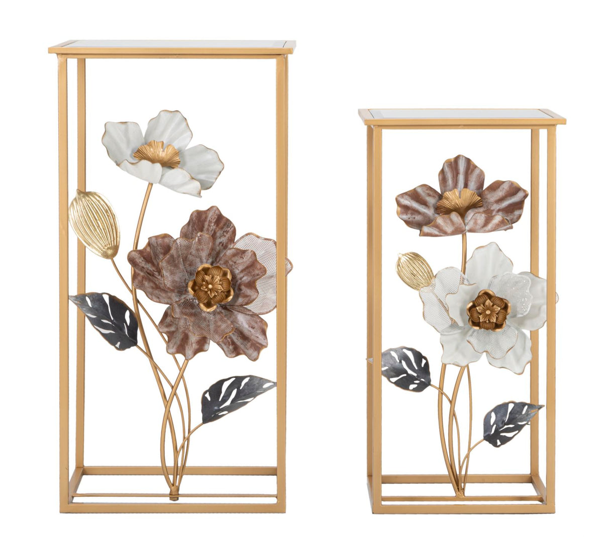 TAVOLINETTI FLOWER COPPIA CM 36X36X70-30X30X60